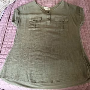 Flower and Feather, Olive Green, size Large